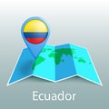 Ecuador flag world map in pin with name of country Royalty Free Stock Photo