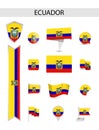 Ecuador Flat Flag Collection Royalty Free Stock Photo