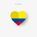 Ecuador heart shaped flag. Origami paper cut Ecuadorian national banner