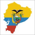 Ecuador high resolution map with national flag.