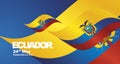 Ecuador Independence Day flag ribbon landscape background