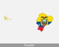Ecuador Map Flag. Map of Ecuador with the Ecuadorian national flag isolated on white background. Vector Illustration