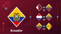 Ecuador national team Schedule matches in the final stage at the 22 Football World Championship. Vector illustration of world