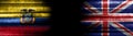 Ecuador and United Kingdom Flags on Black Royalty Free Stock Photo
