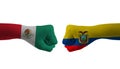 Ecuador VS Mexico hand flag Man hands patterned football world cup Royalty Free Stock Photo