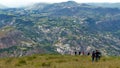 Ecuadorian Andes, Azuay province. Tourist on the way to canyon Royalty Free Stock Photo