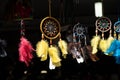 American native red, yellow, brown and blue dreamcatchers