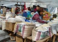 Ecuadorian ethnic woman selling rice