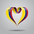 Ecuadorian flag heart-shaped ribbon. Vector illustration. Royalty Free Stock Photo