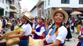 Ecuadorian folk dancers cuencano, canari, cayambe, Ecuador