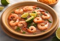 The ecuadorian national dish Encebollado soup with shrimps on the table