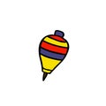 Ecuadorian traditional toy trompo, wood spinning top doodle icon