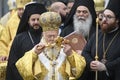 Ecumenical Patriarch Bartholomew during a religious service close to the St. Sophia Cathedral in Kyiv, Ukraine