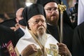 Ecumenical Patriarch Bartholomew during a religious service in the St. Michael Golden-Domed Monastery in Kyiv, Ukraine