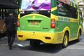 Ecurity person checking a tourist bus  entering a resort Kuta Bali Indonesia Royalty Free Stock Photo