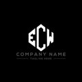 ECW letter logo design with polygon shape. ECW polygon and cube shape logo design. ECW hexagon vector logo template white and Royalty Free Stock Photo