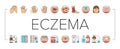 Eczema Disease Treat Collection Icons Set Vector .