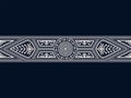 Ed96-3seamless vector border with geometric fugires and floral decoration on dark blue background