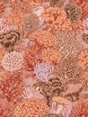 Ethereal Coral Forest: Seamless Vintage Botanical Pattern in Warm Terracotta, Rust, and Cream Royalty Free Stock Photo
