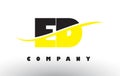 ED E D Black and Yellow Letter Logo with Swoosh.