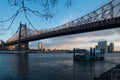 Ed Koch Queensboro Bridge Panorama shot from Roosevelt Island at sunset