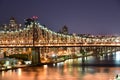 Ed Koch Queensboro Bridge view at night from Long Island City t Royalty Free Stock Photo