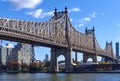 The Ed Koch Queensboro Bridge where it passes over the East River and Roosevelt Island Royalty Free Stock Photo