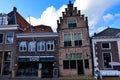 Edam,Netherlands,August 2019. The architecture of Edam`s houses is a characteristic example of the Netherlands. Red brick facade