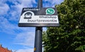 Edam, Netherlands, August 2019. A sign indicating a neighborhood watch is active in the area, using Whatsapp for communication