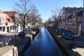 Edam, Netherlands. February 2023. The canals in Edam, Holland.