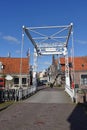 Edam, Netherlands. March 2023. A traditional drawbridge in Edam.