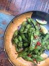 Edamame appetizer served with lime, chilis and spicy mayonnaise