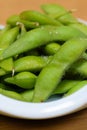 Edamame, green soya beans  steamed, natural snack Royalty Free Stock Photo