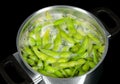 Edamame, green soybeans, maodou, boiling in saltwater