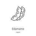 edamame icon vector from japan collection. Thin line edamame outline icon vector illustration. Linear symbol for use on web and Royalty Free Stock Photo