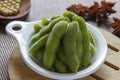 Edamame immature soybeans in the pod close up