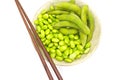 Edamame nibbles, boiled green soy beans, japanese food Royalty Free Stock Photo