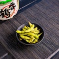 Edamame soybeans in the traditional Japanese ramen restaurant Royalty Free Stock Photo