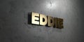 Eddie - Gold sign mounted on glossy marble wall - 3D rendered royalty free stock illustration