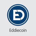 Eddiecoin Cryptocurrency - Vector Coin Illustration.