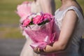 Edding bouquet in bride`s hands Royalty Free Stock Photo