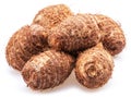 Eddoe or taro tubers isolated on white background