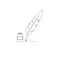 Inkwell and feather pen logo template. Royalty Free Stock Photo