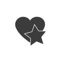 Star add to favorite sign web icon inside heart.