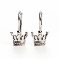 Conceptual Elegance: White Gold Crown Earrings With Diamonds - Whimsical Minimalism
