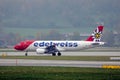 Edelweiss Air planes taking off from Zurich Airport, ZRH Royalty Free Stock Photo