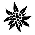 Edelweiss icon. Black silhouette of a mountain flower. Symbol of the Alpine mountains. Symbol of happiness and love. Royalty Free Stock Photo