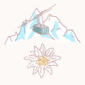 Edelweiss mountains gondola flower symbol alpinism alps germany logo set