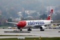 Edelweiss Air planes taxiing in Zurich Airport, ZRH Royalty Free Stock Photo