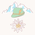 Edelweiss tyrolean hat flower symbol alpinism alps germany logo Royalty Free Stock Photo